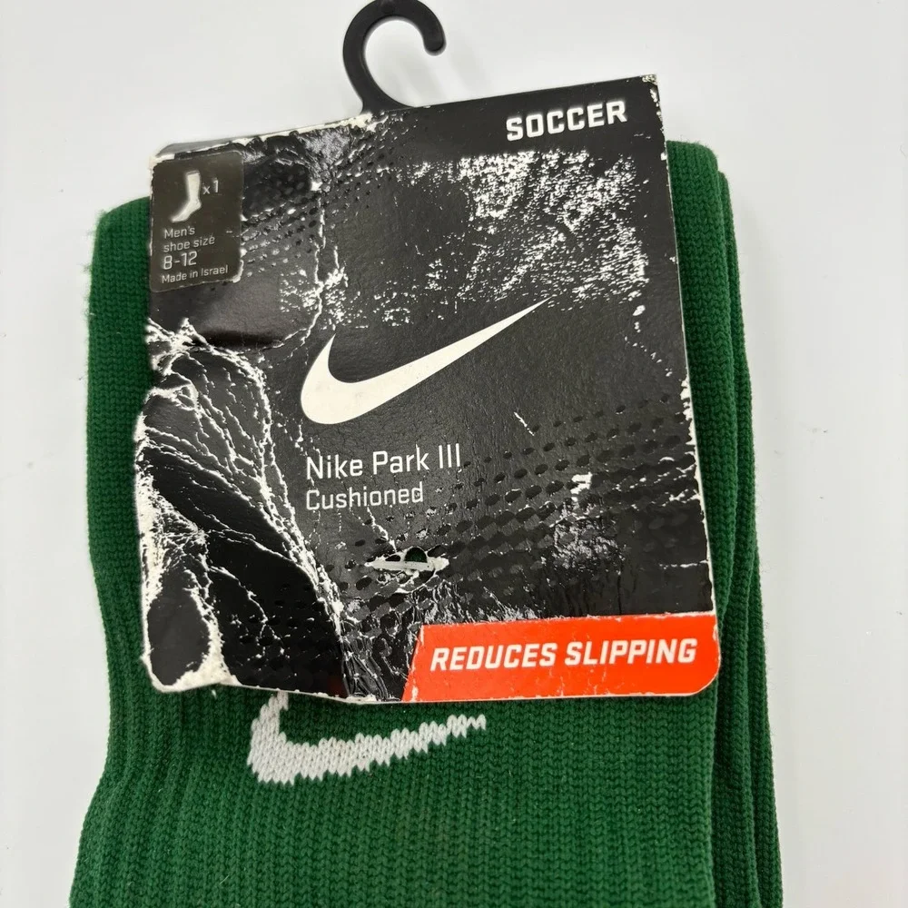 NEW Nike Soccer Men 8-12 Large‎ Green Cushioned Knee High Sock Classic Ribbed